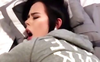 Cute whore with a big ass gets dicked after taking her plug out